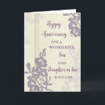 Floral Son & Daughter in Law Bruiloft Jubileum Kaart<br><div class="desc">Gelukkige trouwjubileumkaart voor schoonzoon en schoondochter met mooie  paarse bloemen en sentimentele verzen.</div>