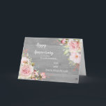 Floral Son & Daughter in Law Bruiloft Jubileum Kaart<br><div class="desc">Gelukkige trouwkaart voor schoonzoon en schoondochter met sierlijke blush roze waterverf bloemetjes en houten achtergrond en oprechte versjes.</div>