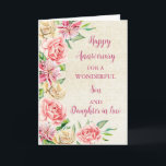 Floral Son & Daughter in Law Bruiloft Jubileum Kaart<br><div class="desc">Gelukkige trouwjubileumkaart voor schoonzoon en schoondochter met prachtige waterverf  bloemen,  rustieke juwelen en sentimentele verzen.</div>