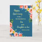 Floral Son & Daughter in Law Bruiloft Jubileum Kaart (Gele Bloem)