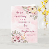 Floral Son & Daughter in Law Bruiloft Jubileum Kaart (Gele Bloem)