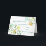 Floral Son & Daughter in Law Bruiloft Jubileum Kaart<br><div class="desc">Gelukkige trouwjubileumkaart voor dochter en schoonzoon met  lentebloemen,  en oprechte vers.</div>