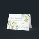 Floral Son & Daughter in Law Bruiloft Jubileum Kaart<br><div class="desc">Gelukkige trouwjubileumkaart voor dochter en schoonzoon met  lentebloemen,  en oprechte vers.</div>