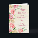 Floral Son & Son in Law Jubileum Kaart<br><div class="desc">Gelukkige trouwjubileumkaart voor schoonzoon en schoonzoon met prachtige waterverf  bloemen,  rustieke juwelen en sentimentele verzen.</div>