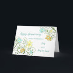 Floral Son & Son in Law Jubileum Kaart<br><div class="desc">Gelukkige trouwjubileumkaart voor schoonzoon en schoonzoon met  lentebloemen,  en oprechte vers.</div>