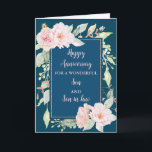 Floral Son & Son in Law Jubileum Kaart<br><div class="desc">Gelukkige trouwjubileumkaart voor schoonzoon en schoonzoon met mooie  roze waterverf bloemen,  en sentimentele vers.</div>