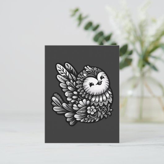 Floral Songbird Art Briefkaart (Staand voorkant)