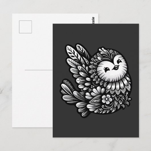 Floral Songbird Art Briefkaart (Voorkant / Achterkant)