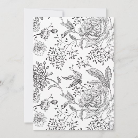 Floral Sophisticated Black Elegant Vrijgezellenfee Kaart (Achterkant)