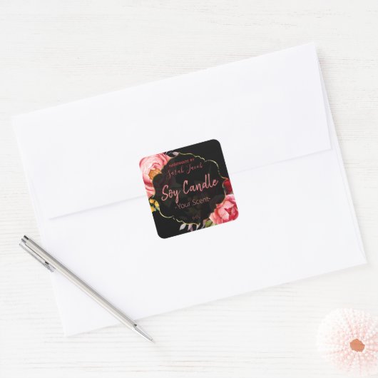  Floral Soy Candle Label (Envelop)