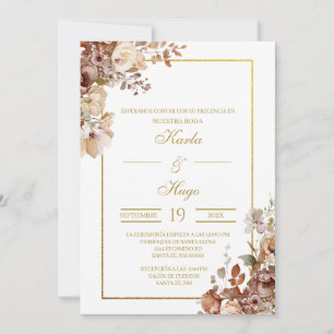 Floral Spaanse bruiloft uitnodiging