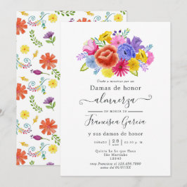 Floral Spain Fiesta Bridesmaids Luncheon Kaart