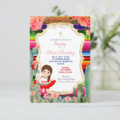 Floral Spain Fiesta Girl Baptism Christening Kaart (Staand voorkant)
