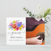 Floral Spain Fiesta Quinceañera Foto bedankt (Staand voorkant)