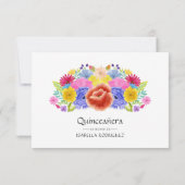 Floral Spain Fiesta Quinceañera RSVP Kaartje (Achterkant)