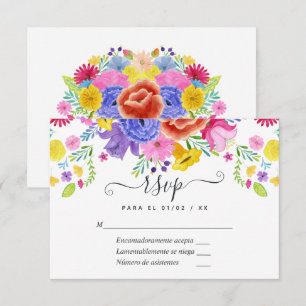 Floral Spain Fiesta Quinceañera RSVP Kaartje