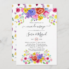 Floral Spain Fiesta Rehearsal Dinner Invitation Kaart