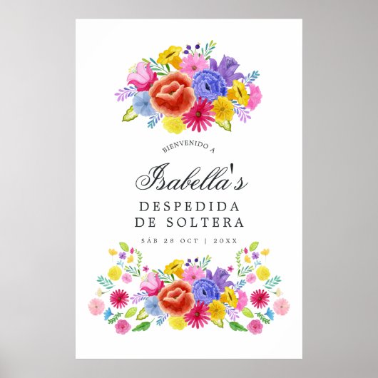 Floral Spain Fiesta Vrijgezellenfeest Welcome Poster (Voorkant)