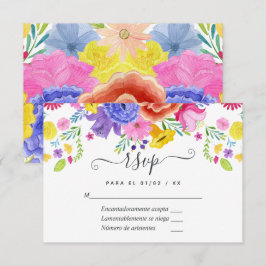 Floral Spain Fiesta Wedding RSVP Kaart
