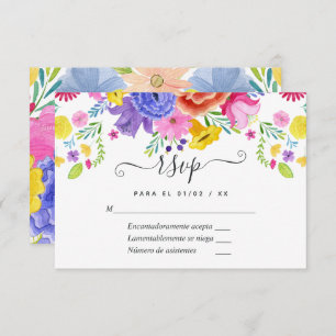 Floral Spain Fiesta Wedding RSVP Kaart