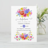 Floral Spain Fiesta Wedding Save The Date (Staand voorkant)