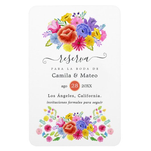 Floral Spain Fiesta Wedding Save the Date Magneet (Verticaal)