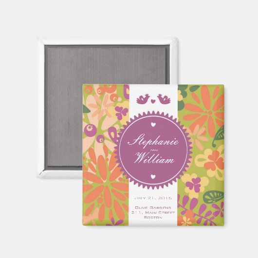 Floral sparen de Datum Magnet (Voorkant / Achterkant)