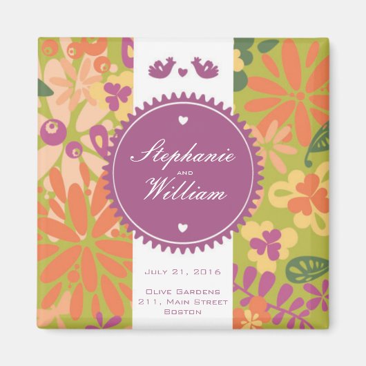 Floral sparen de Datum Magnet (Voorkant)