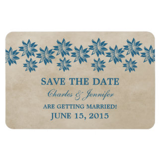 Floral  sparen de Datum Magnet, Blauw Magneet