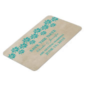 Floral  sparen de Datum Magnet, Blauwgroen Magneet (Linkerzijde)