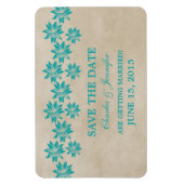 Floral  sparen de Datum Magnet, Blauwgroen Magneet (Verticaal)