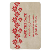 Floral  sparen de Datum Magnet, Rood Magneet (Verticaal)