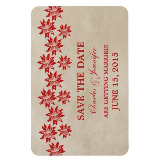 Floral sparen de Datum Magnet, Rood Magneet (Verticaal)