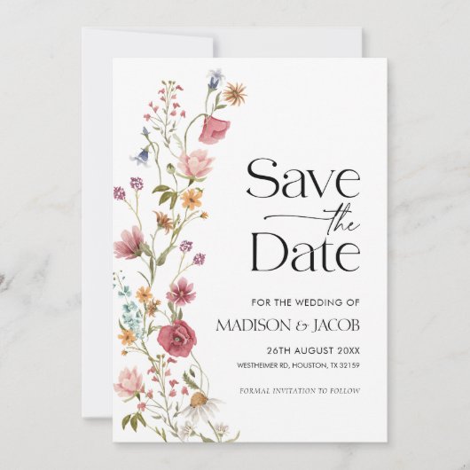 Floral sparen de Datum Uitnodiging (Voorkant)