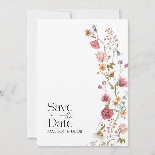 Floral sparen de Datum Uitnodiging (Achterkant)