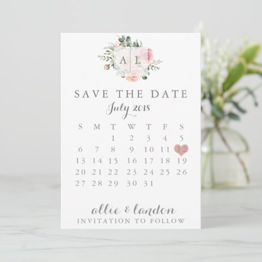 Floral sparen de DatumKalender Save The Date (Staand voorkant)