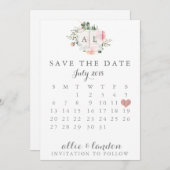 Floral sparen de DatumKalender Save The Date (Voorkant / Achterkant)