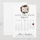 Floral sparen de DatumKalender Save The Date (Voorkant / Achterkant)