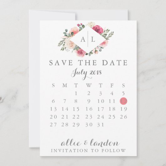 Floral sparen de DatumKalender Save The Date (Voorkant)