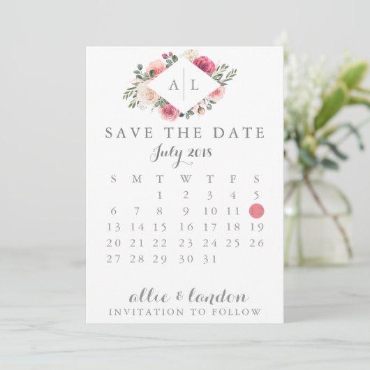 Floral sparen de DatumKalender Save The Date (Staand voorkant)