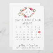 Floral sparen de DatumKalender Save The Date (Voorkant / Achterkant)