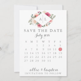 Floral sparen de DatumKalender Save The Date