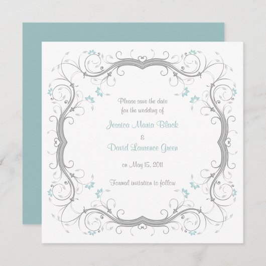  Floral sparen de kaart van de Datum (Voorkant / Achterkant)