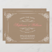  Floral sparen de Kaart van de Datum in Mocha (Voorkant / Achterkant)