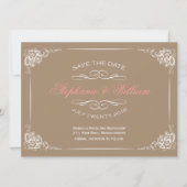  Floral sparen de Kaart van de Datum in Mocha (Voorkant)