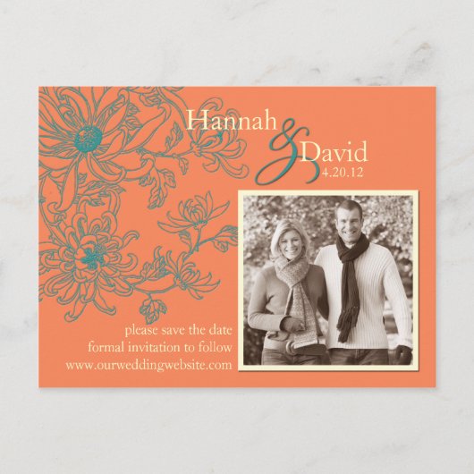 Floral sparen het Briefkaart van de Datum (Voorkant)