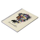 Floral Sparking African American Woman Notitieboek (Linkerzijde)