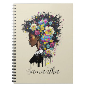 Floral Sparking African American Woman Notitieboek
