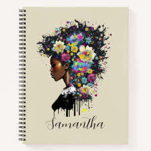 Floral Sparking African American Woman Notitieboek