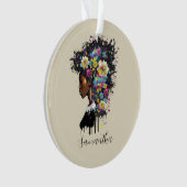Floral Sparking African American Woman Ornament (voorkant)